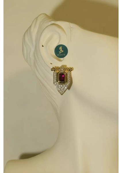 VIP Bordo Taşlı Küpe fiyatları