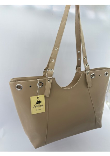 Kadın Halka ve Kemer Toka Detaylı Suni Deri El ve Omuz Çantası