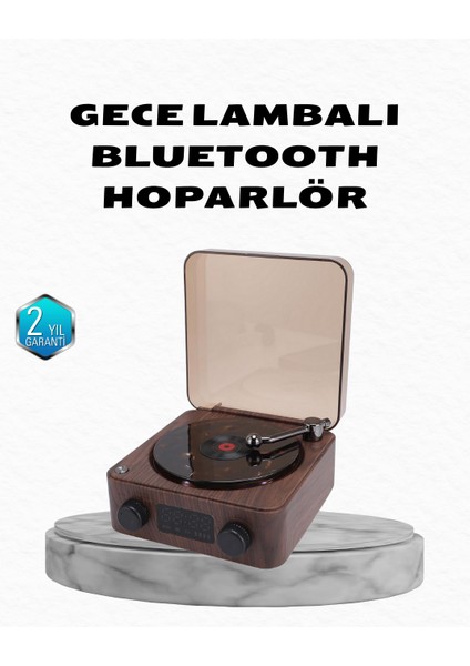 Nrzsnt Gece Lambası Bluetooth Hoparlör Dijital Saat Çok Fonksiyonlu Su Dalgası Işıklı