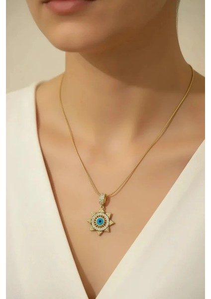 Çelik Boncuklu Yıldız Kolye