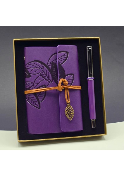 Özel Renk Deri Defter ve Roller Metal Kalem