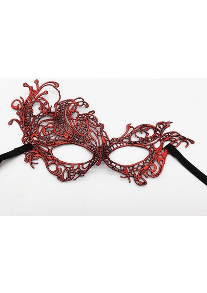 Kırmızı Renk Dantel Örgü Işlemeli Parti Maskesi Model 1 fiyatları