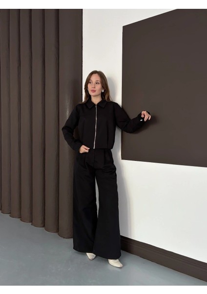 Trenç Takım Alt Üst Siyah Ons