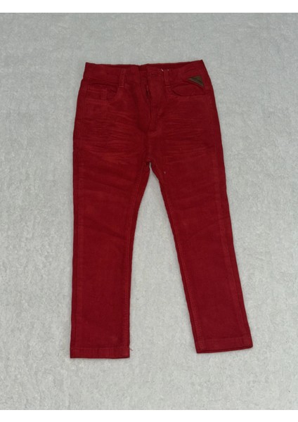 5 Yaş Dar Paça Kadife Kız Çocuk Pantolon Kırmızı