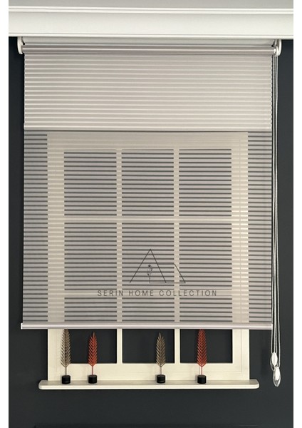 Gri Jaluzi Görünümlü Tül ve Stor Perde (Dayanıklı Alüminyum Kasa)