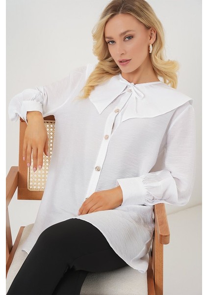 Bebe Yaka Uzun Tunik 5967 - Beyaz fiyatları