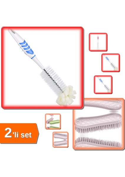 Şişe Temizleme Fırçası + Çok Amaçlı Halı Temizlik Fırçası ile Pratik Temizlik - 2li Set C6U2N8