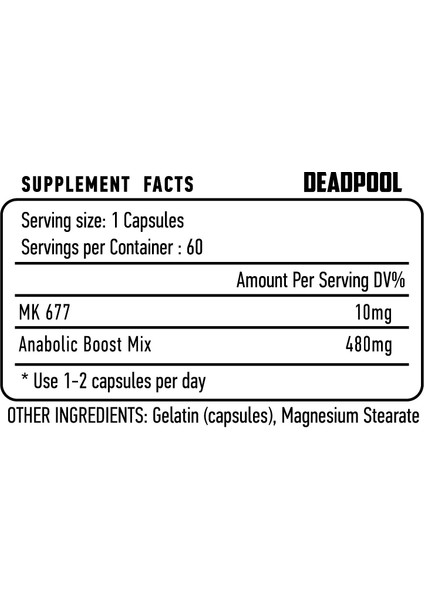 Redbox Labs Deadpool V2 MK677 Ibutamoren + Anabolic Booster Mix 60 Caps fiyatları