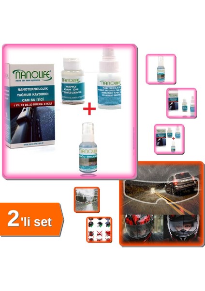 Kask Yağmur Kaydırıcı Hidrofobik Film + 2 Parça Cam Su Itici ve Buğu Önleyici Sprey - 2li Set Q7FK9P