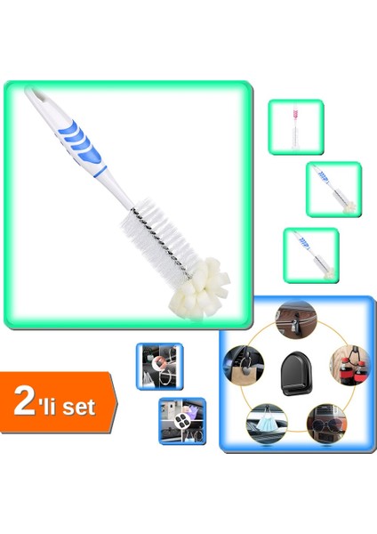 Biberon Şişe Temizleme Fırçası + Kablo Düzenleyici Yapışkanlı Askı Kanca 10 Adet - 2li Set X1F4T4