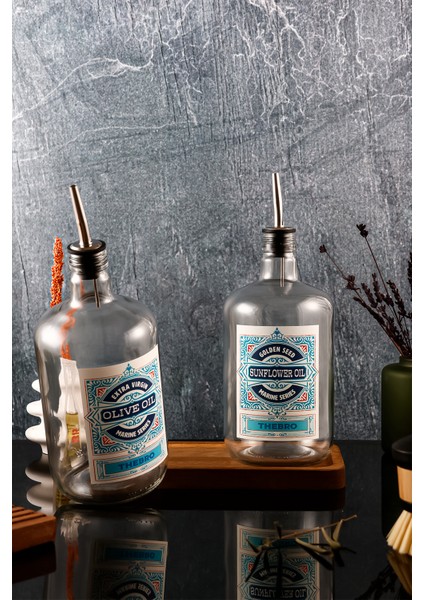1 Litre Marine Serisi Ahşap Stantlı Şeffaf Zeytinyağı Şişes ve Ayçiçek Yağı Şişesi fiyatları