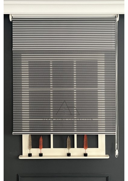 Siyah Jaluzi Görünümlü Tül ve Stor Perde (Dayanıklı Alüminyum Kasa)