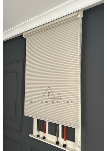 Bej Jaluzi Görünümlü Tül ve Stor Perde (Dayanıklı Alüminyum Kasa) modelleri
