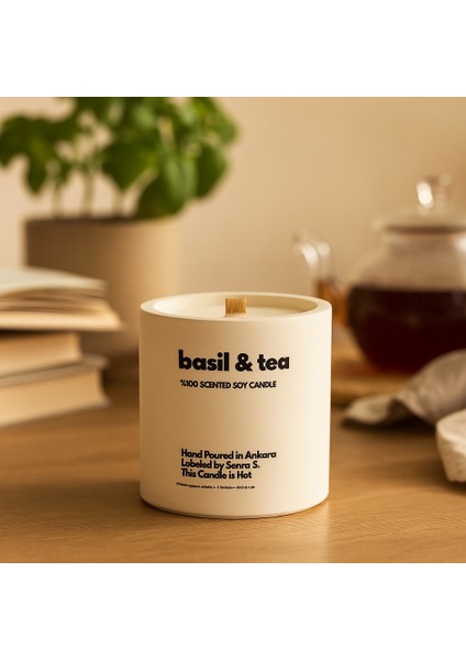 : Basil & Tea : Modern Beyaz Beton Mum (Reyhan, Bergamot, Siyahçay, Ylangylang) fiyatları