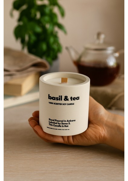 : Basil & Tea : Modern Beyaz Beton Mum (Reyhan, Bergamot, Siyahçay, Ylangylang) modelleri