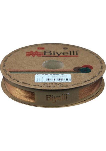 Biye Saten Katlı 062 Açık Hardal 2 cm 25 Metre %100 Polyester