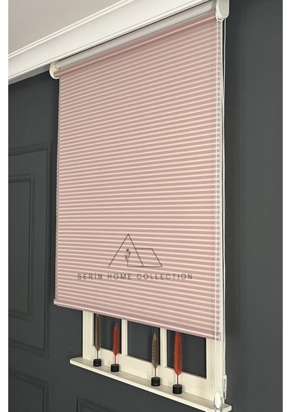 Pembe Jaluzi Görünümlü Tül ve Stor Perde (Dayanıklı Alüminyum Kasa) modelleri