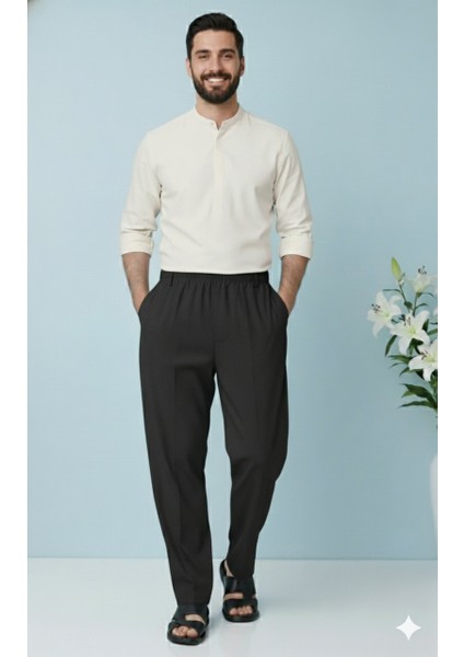 Online Collections Hacı ve Umre için Günlükte Şık Kesim Rahat Kalıp Erkek Şalvar Pantolon Siyah - 2XL fırsatları