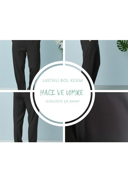 Online Collections Hacı ve Umre için Günlükte Şık Kesim Rahat Kalıp Erkek Şalvar Pantolon Siyah - 2XL