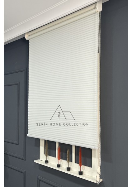 Krem Jaluzi Görünümlü Tül ve Stor Perde (Dayanıklı Alüminyum Kasa) modelleri