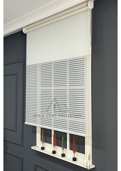 Krem Jaluzi Görünümlü Tül ve Stor Perde (Dayanıklı Alüminyum Kasa) fiyatları