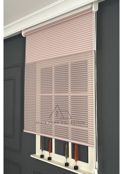 Pembe Jaluzi Görünümlü Tül ve Stor Perde (Dayanıklı Alüminyum Kasa) fiyatları