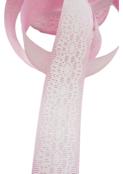 Tafta Dantel Görünümlü Kurdele Pembe 25 mm 1 Metre fiyatları