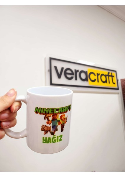 Minecraft Tasarımlı Kişiye Özel Isimli Kupa Bardak