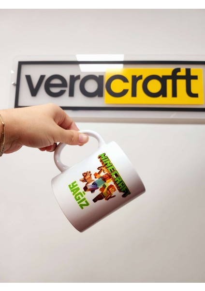 Minecraft Tasarımlı Kişiye Özel Isimli Kupa Bardak modelleri
