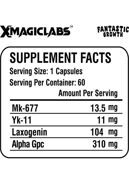 Xmagıclabs Fantastıc Growth MK677 Ibutamoren - YK11 Myostatin - Laxogenin - Alpha Gpc 60 Caps fiyatları