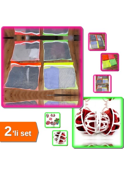 4 Adet 4 Renk Fermuarlı Bavul Içi Düzenleyici + Sütyen Yıkama Koruma Topu Koruyucu - 2li Set N4G6Y6