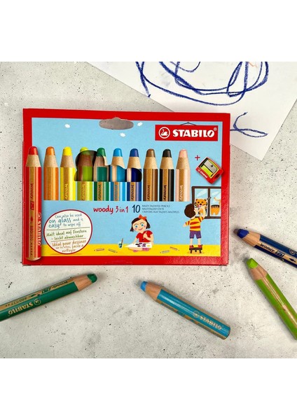 Woody 3'in 1 Çok Renkli Kalemler +Kalemtıraş fiyatları