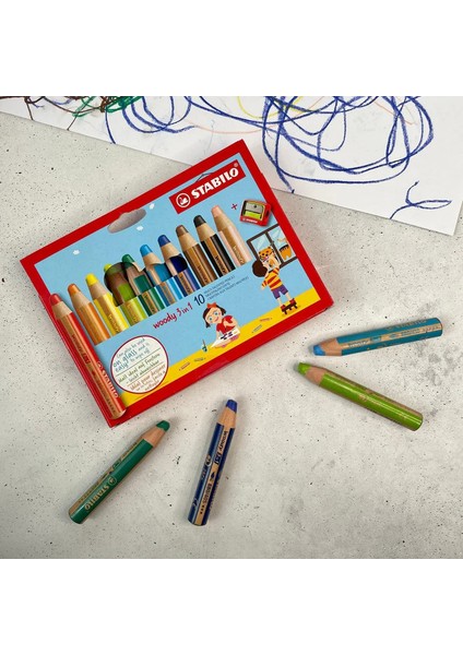 Woody 3'in 1 Çok Renkli Kalemler +Kalemtıraş modelleri