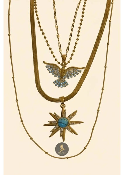 Çelik Çoklu Kolye modelleri