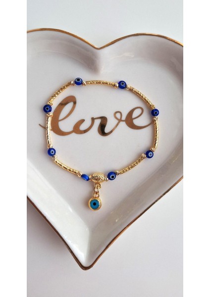 Hediyelik Altın Rengi Nazar Boncuklu Bileklik fiyatları