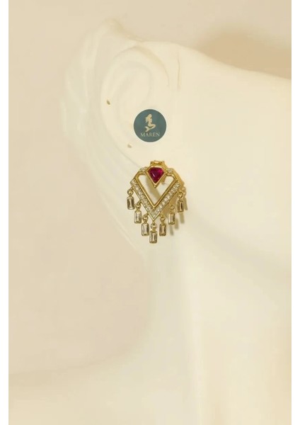 VIP Üçgen Bordo Küpe fiyatları