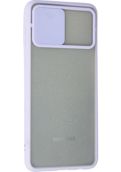 MYT09 Samsung Galaxy A02 Kılıf Palm Buzlu Kamera Sürgülü Silikon - Lila modelleri