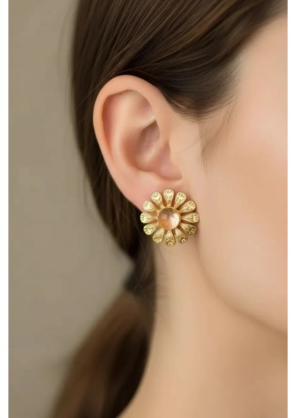 Çelik Çiçek Model Küpe