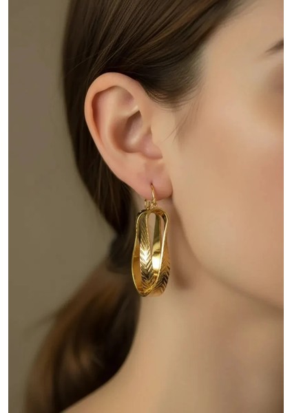 Çelik Modern Halka Küpe