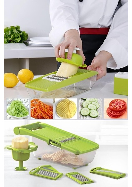 5 Başlıklı Hazneli Kaymaz Rende Jülyen + Kolay Patates Meyve ve Sebze Dilimleyici - 2li Set R9B7Z0 fiyatları