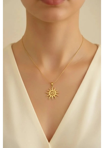 Çelik Güneş Kolye