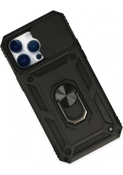 iPhone 14 Pro Max Kılıf Pars Lens Yüzüklü Silikon - Siyah modelleri