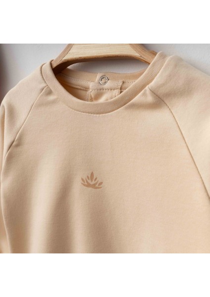 Organik Bebek Sweatshirt Seti – Tarçın & Bej modelleri