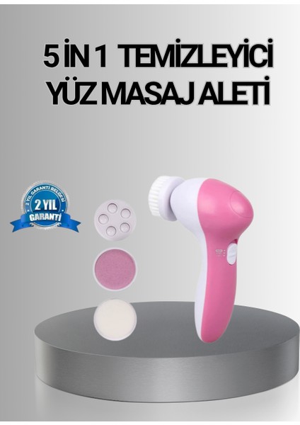 5 Başlıklı Yüz Masaj Aleti – Cilt Temizleme, Peeling, Siyah Nokta ve Gözenek Bakımı