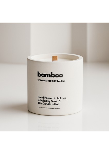 : Bamboo : Modern Beyaz Beton Mum (Limon Çiçeği, Şampaka, Sedir, Lime)