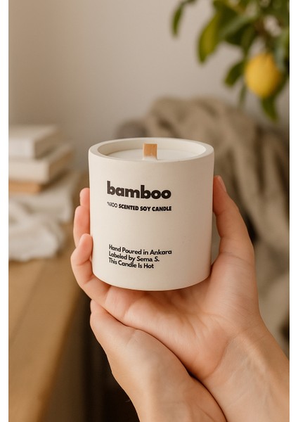 : Bamboo : Modern Beyaz Beton Mum (Limon Çiçeği, Şampaka, Sedir, Lime) modelleri