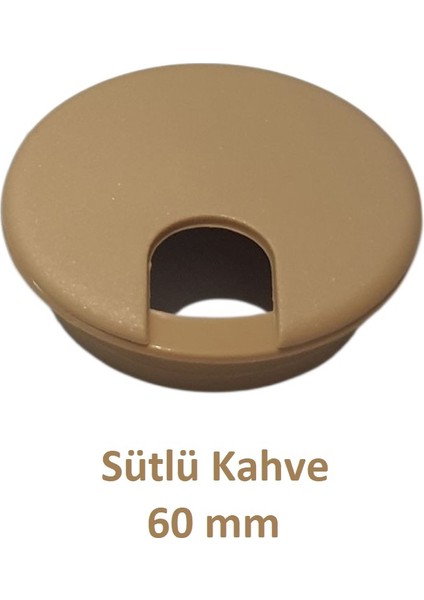 Masa Üstü Kablo Kanalı Deliği Kapağı, Sütlü Kahve, Masa Kapağı, 6 cm