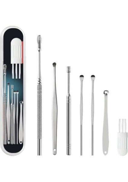 Spiral Kulak Temizleme Paslanmaz Çelik Set + Kavisli Ince Kıl Fırça Detaylı Temizlik - 2li Set H4Z1B fiyatları