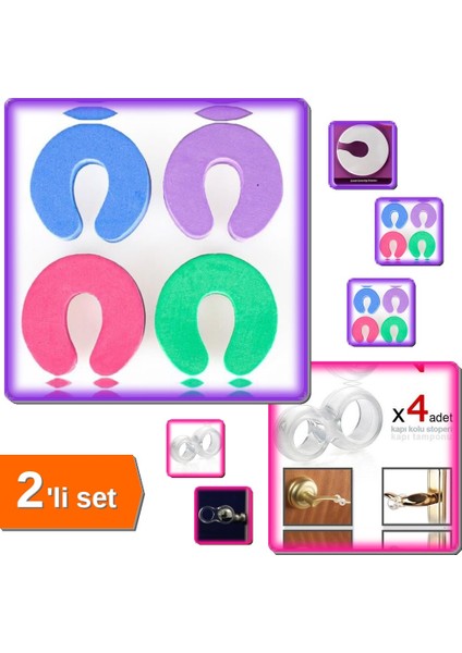 Kapı Durdurucu Sünger Stoper 4 Adet + Kapı Kolu Stoperi Tamponu 4 Adet - 2li Set T7C4W3