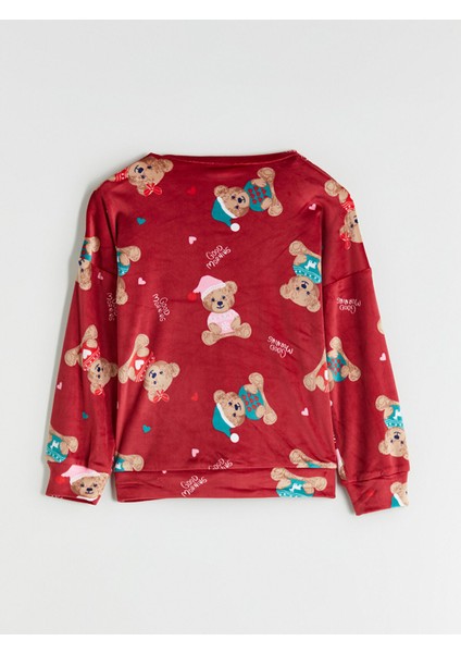 Yeni Sezon Bisiklet Yaka Kadife Kız Çocuk Pijama Takımı fırsatları